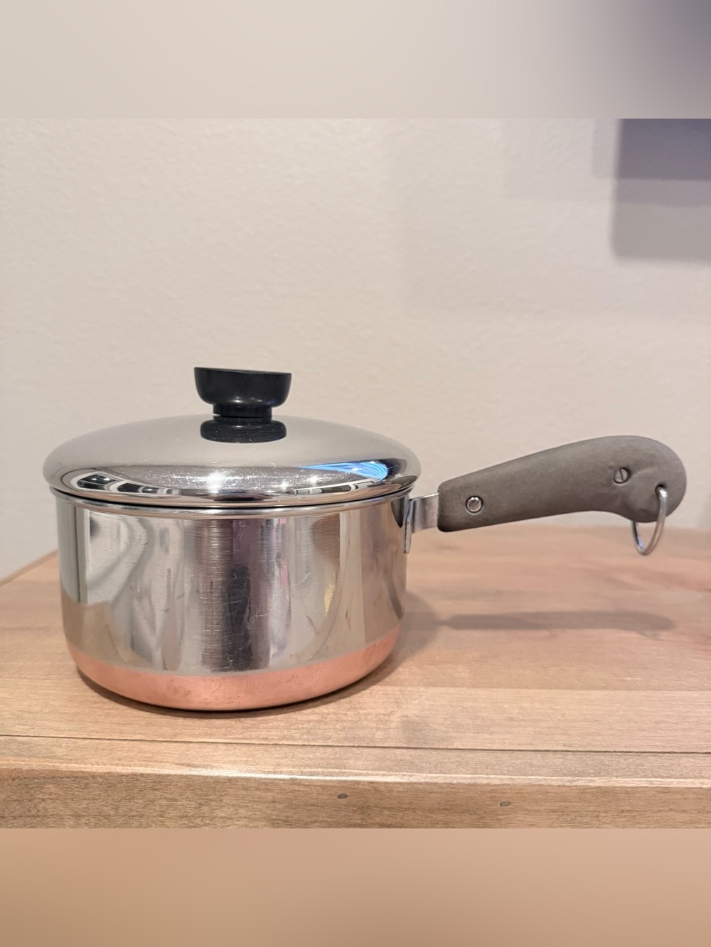 Vintage Revere Ware 1¼ Qt Copper Clad Stainless Saucepan w/ Lid 1801